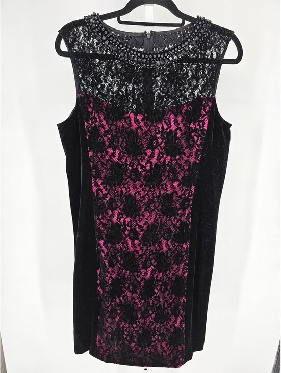 Teri Jon Dresses & Skirts - Rickie Freeman Teri Jon Sz 14 Knee Length Formal Dress Pink Black Lace Overlay